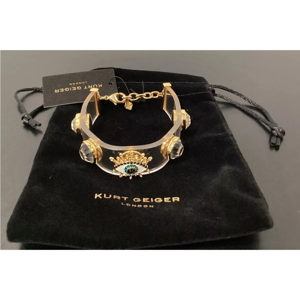 NWT Kurt Geiger Gold Bracelet with Green Gem